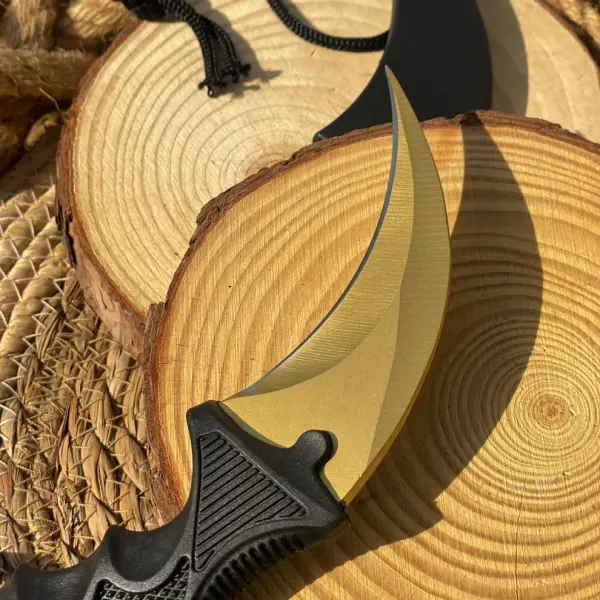 Golden Karambit Knife | Curved Tactical Karambit with Finger Ring